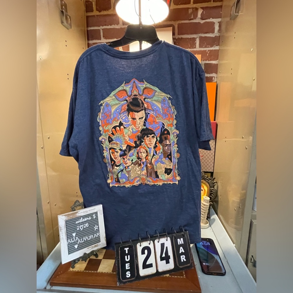 STRANGE THINGS Graphic Tee Short Sleeve T-Shirt, Blue, Unisex